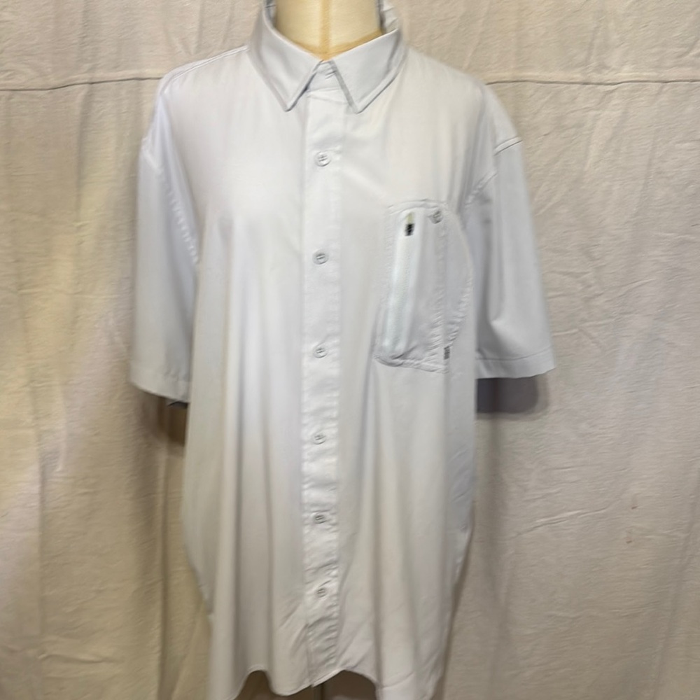 Fintech White Casual Button Down Shirt